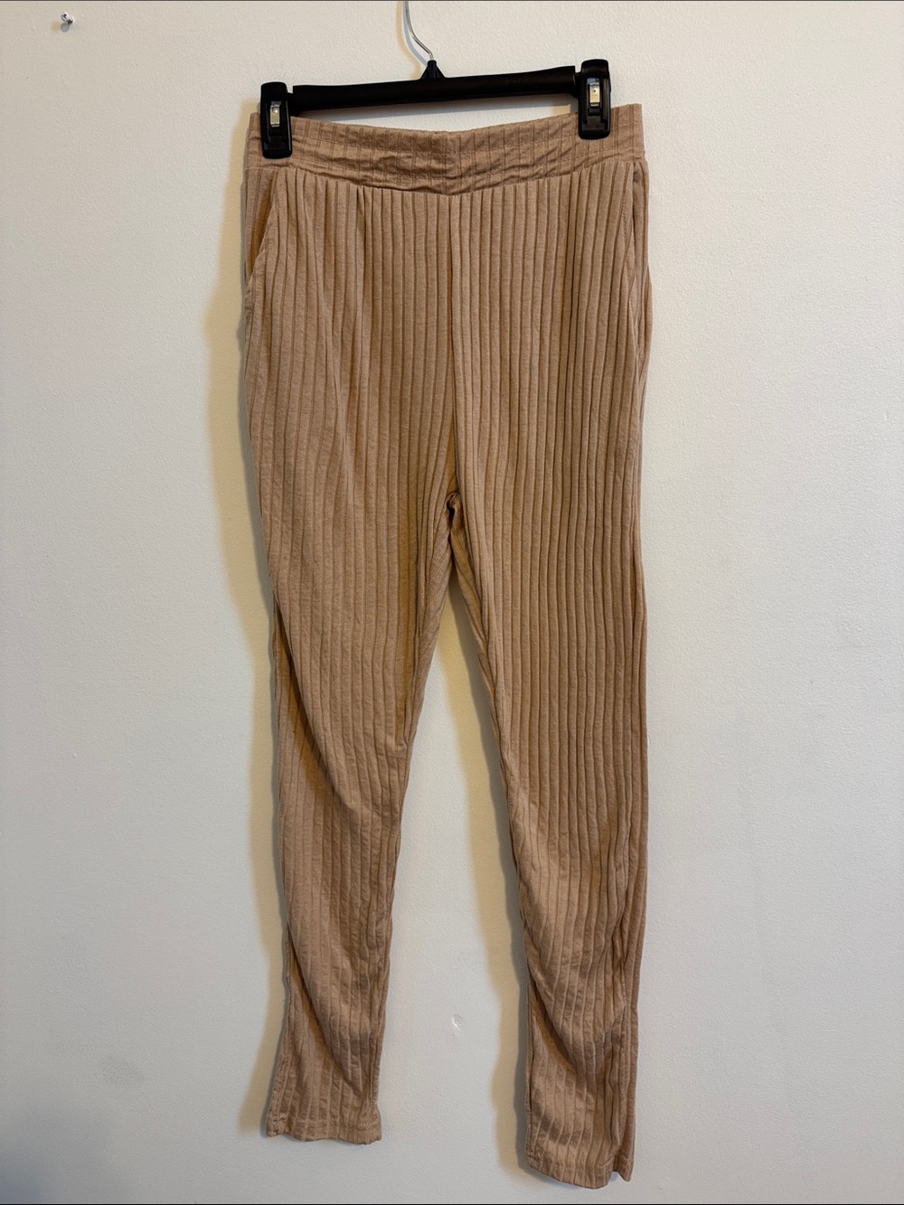 Missguided Ribbed Tan Jumpsuit Pants